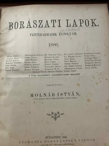 Szuper ajánlat Borászati lapok 1886 Tizenharmadik évfolyam egybekötve