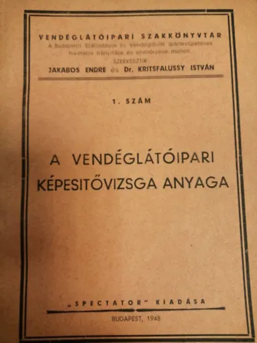 Korlátozott ajánlat A vendéglátóipari képesítővizsga anyaga