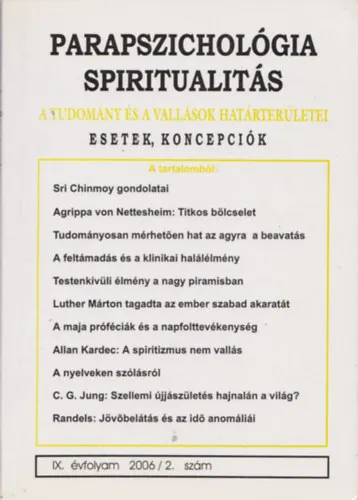 Biztonságos vásárlás Parapszichológia-Spiritualitás 2006/2. szám
