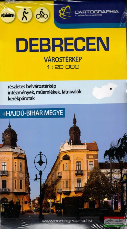 Debrecen várostérkép 1:20 000 + Hajdú-Bihar megye 1:200 000 keményborítós térkép Árengedmény