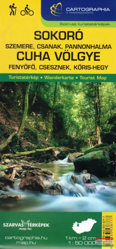 Alacsony ár Sokoró, (Szemere, Csanak, Pannonhalma) Cuha völgye turistatérkép 1:50 000