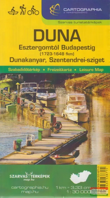 Ne maradj le Duna: Esztergomtól Budapestig turista-, kerékpáros- és vízitúra térkép 1:30 000