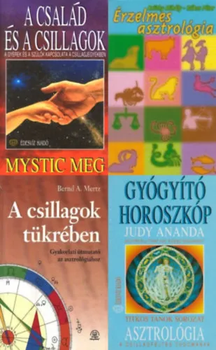 Kiárusítás 4 db könyv az asztrológia titkairól: Asztrológia - Gyógyító horoszkóp + A csillagok tükrében - Gyakorlati útmutató az asztrológiához + Érzelmes asztrológia + A család és a csillagok - A gyerek és a szülők kapcsolata a csillagjegy