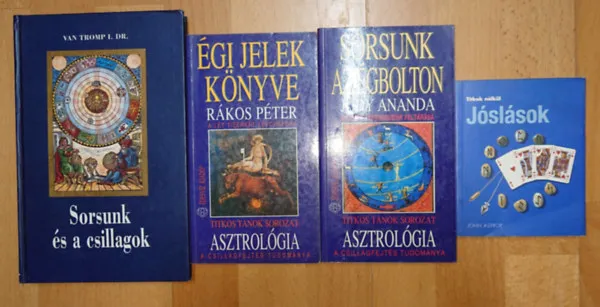 3 asztrológiával kapcsolatos könyv + ajándék könyv a jóslásról:Sorsunk az égbolton, Égi jelek könyve, Sorsunk és a csillagok + Jóslások titkok nélkül Expressz kézbesítés