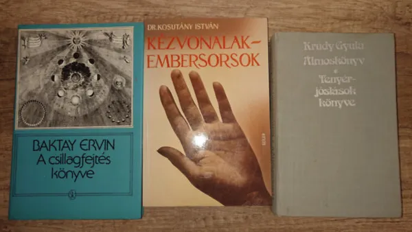 3 könyv a tenyérjóslásról/csillagjóslásról: Álmoskönyv/Tenyérjóslások könyve, A csillagfejtés könyve, Kézvonalak - embersorsok Kiárusítás