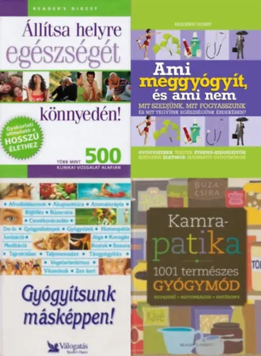 Vásárlói kedvenc 4 mű a természetes gyógymódokról: Kamrapatika - 1001 természetes gyógymód + Állítsa helyre egészségét könnyedén! + Ami meggyógyít, és ami nem + Gyógyítsunk másképpen! Párhuzamos utak a jobb egészség felé