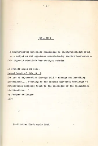 Biztonságos vásárlás Do-in 2 - A megfiatalítás művészete önmasszázs és légzőgyakorlatok által (gépelt jegyzet)
