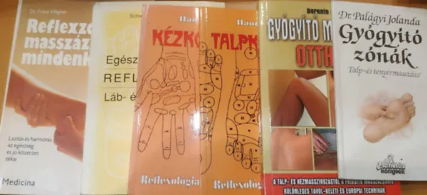 6 db Gyógyító zónák (Talp- és tenyérmasszázs); Gyógyító masszázs otthon; Talpkontroll; Kézkontroll; Egészség a jövőben (Reflexológia); Reflexzóna-masszázs mindenkinek Exkluzív ajánlat
