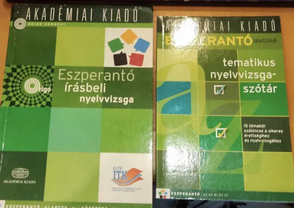 2 db Eszperantó írásbeli nyelvvizsga (alapfok B1) - (középfok B2) + Eszperantó magyar tematikus nyelvvizsgaszótár A1 - A2 - B1 - B2 - C1 Olcsó