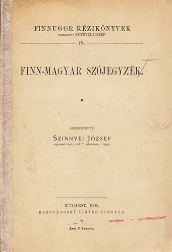 Árengedmény Finn-magyar szójegyzék (Finnugor Kézikönyvek IV.)