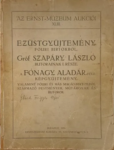 Expressz kézbesítés Ezüstgyűjtemény főuri birtokból, Gróf Szapáry László butorainak I. része, a Fónagy Aladár-féle képgyűjtemény - Valamint főuri és más magánbirtokból származó festmények, műtárgyak és butorok