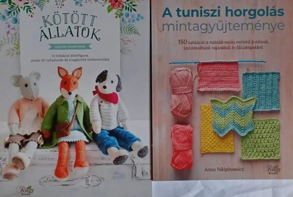 Kihagyhatatlan ajánlat Kötött állatok - 13 bűbájos állatfigura, plusz 35 ruhadarab és kiegészítő kötésmintája + A tuniszi horgolás mintagyűjteménye - 150 variáció a minták valós méretű fotóival, leszámolható rajzokkal és fázisképekkel (2 mű)