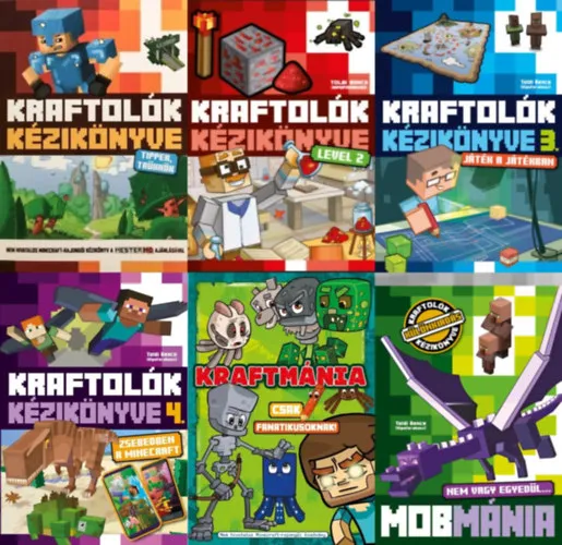 Utolsó esély 6 db könyv Minecraft rajongóknak: Kraftolók kézikönyve + Kraftolók kézikönyve - Level 2 + Kraftolók kézikönyve 3. + Kraftolók kézikönyve 4. + Mobmánia + Kraftmánia - csak fanatikusoknak!