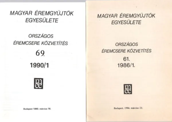 8 db Numizmatika - Országos éremcsere közvetítés ( 61.-1986/1. + 69.- 1990/1 + 82.-1995/3. + 83.- 1996/1. + 84.- 1996/2. + 85.-1996/3. + 86.- 1997/1. + 88.- 1998/1. ) Vedd meg online