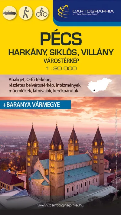 Pécs, Harkány, Siklós, Villány várostérkép - +Baranya vármegye térképe Különleges ajánlat
