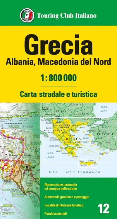 Népszerű Grecia, Albania, Macedonia del Nord - Görögország, Albánia, Macedonia 1:800 000 térkép