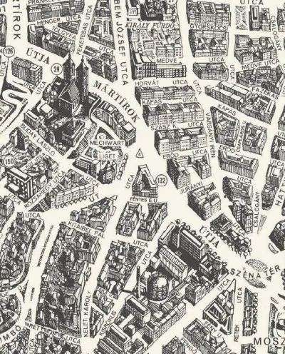 Poszter: "Budapest térkép 1972" - Budapest belterületének távlati grafikus ábrázolása Árengedmény