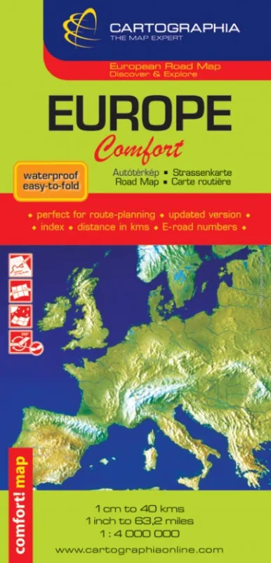 EURÓPA COMFORT TÉRKÉP 1:4 000 000 "SC" - Comfort - waterproof easy-to-fold Gyors szállítás