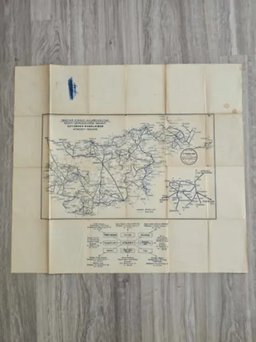 Magyar Királyi Államvasutak közúti gépkocsiüzem (MÁVAUT autóbusz-vonalainak átnézeti térképe) 1:1 400 000 Bestseller