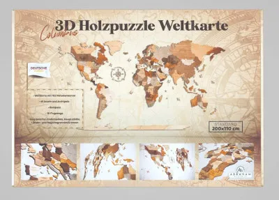 Világtérkép 3D fa puzzle falitérkép 200-110 cm Árcsökkenés
