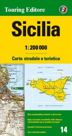 Gyors szállítás Szicília régiótérkép 1:200 000 - Touring Editore 14
