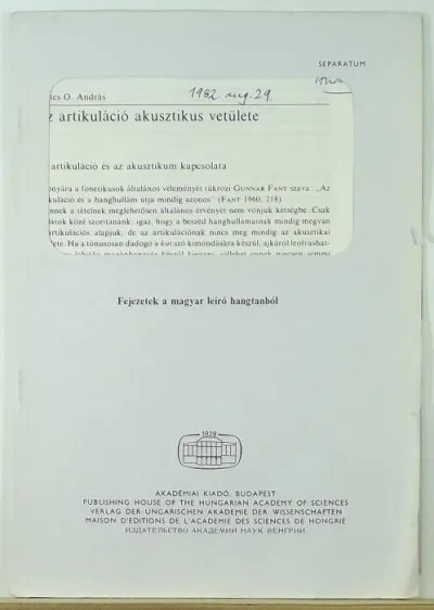 Az artikuláció akusztikus vetülete (dedikált) - Fejezetek a magyar leíró hangtanból Vedd meg online