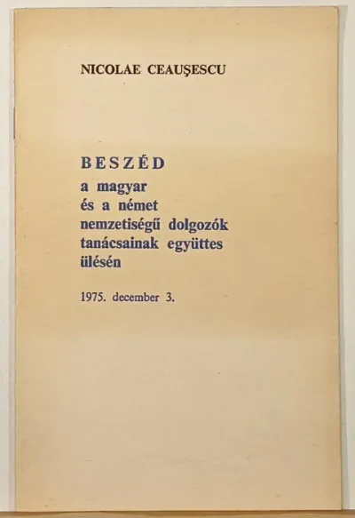 Beszéd a magyar és a német nemzetiségű dolgozók tanácsainak együttes ülésén Prémium
