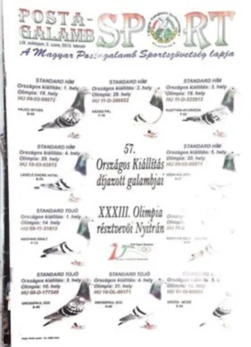 Postagalamb Sport - A magyar postagalamb sportszövetség lapja LIX. évfolyam 2013. (2, 4-6, 8-11) Biztonságos vásárlás
