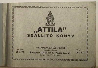 Kiárusítás "Attila" szállító könyv - (kitöltetlen)