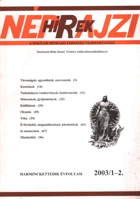 Csak ma Néprajzi hírek 2003/1-2.
