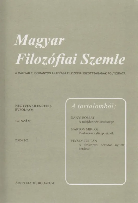 Magyar Filozófiai Szemle 2005/1-2. Szezonális akció