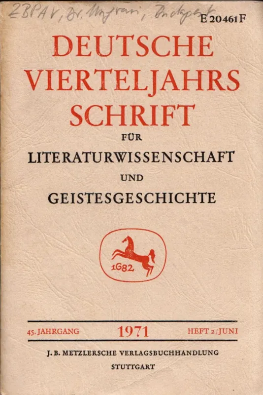 Deutsche Vierteljahrsschrift für Literaturwissenschaft und Geistesgeschichte - 45.Jahrgang 1971 Heft 2/Juni Outlet